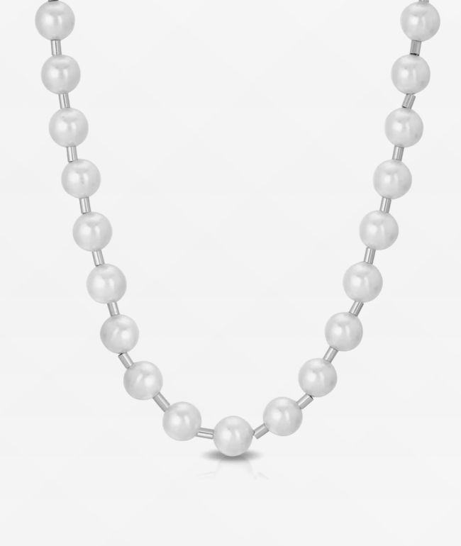 The Gold Gods Full Pearl 18" White Gold Chain Necklace